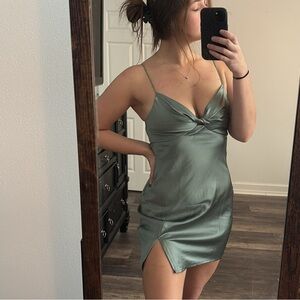 Hello Molly Sage Satin Dress